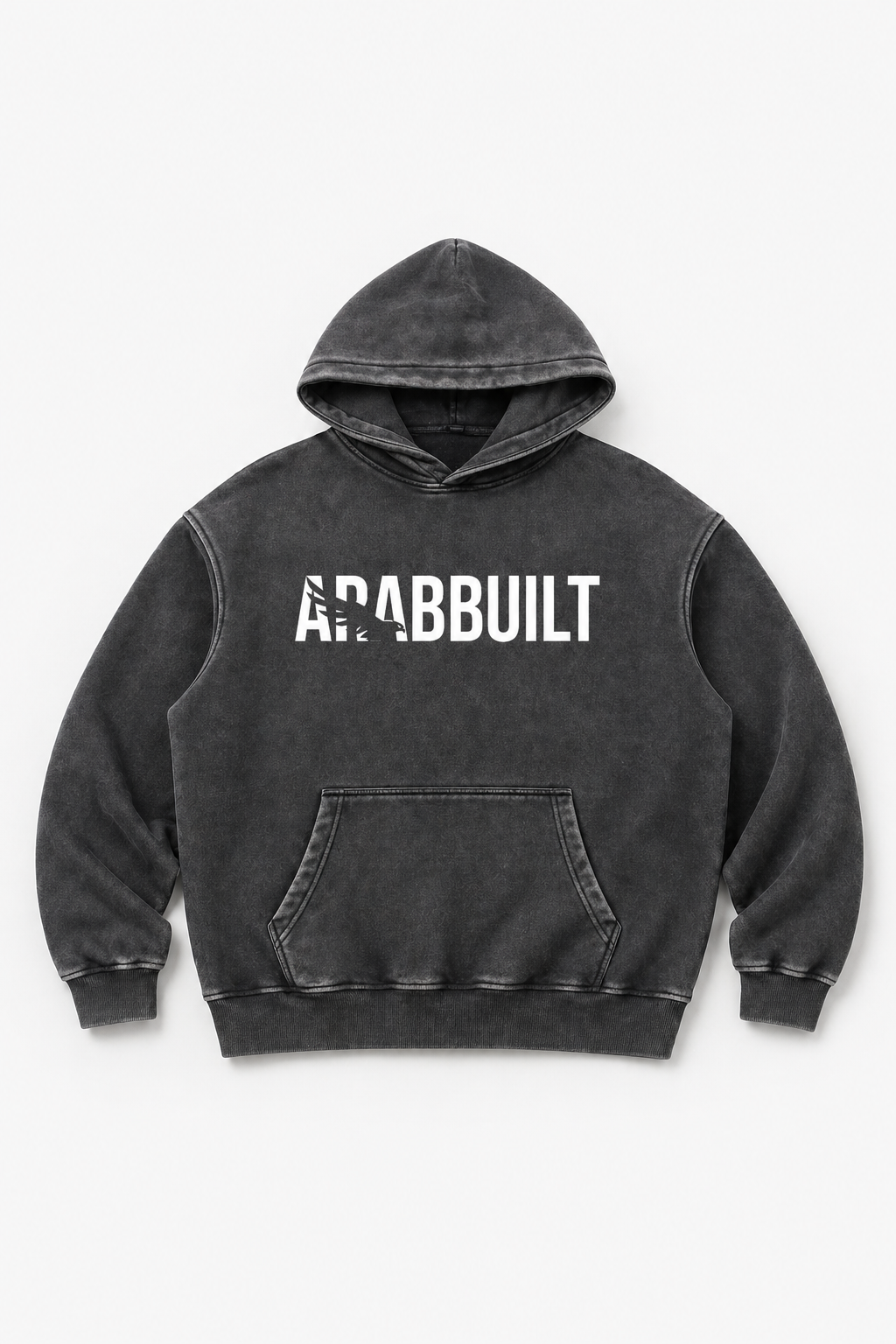 Arab Built — Falcon Snow Washed Oversized Fleece Hoodie V1