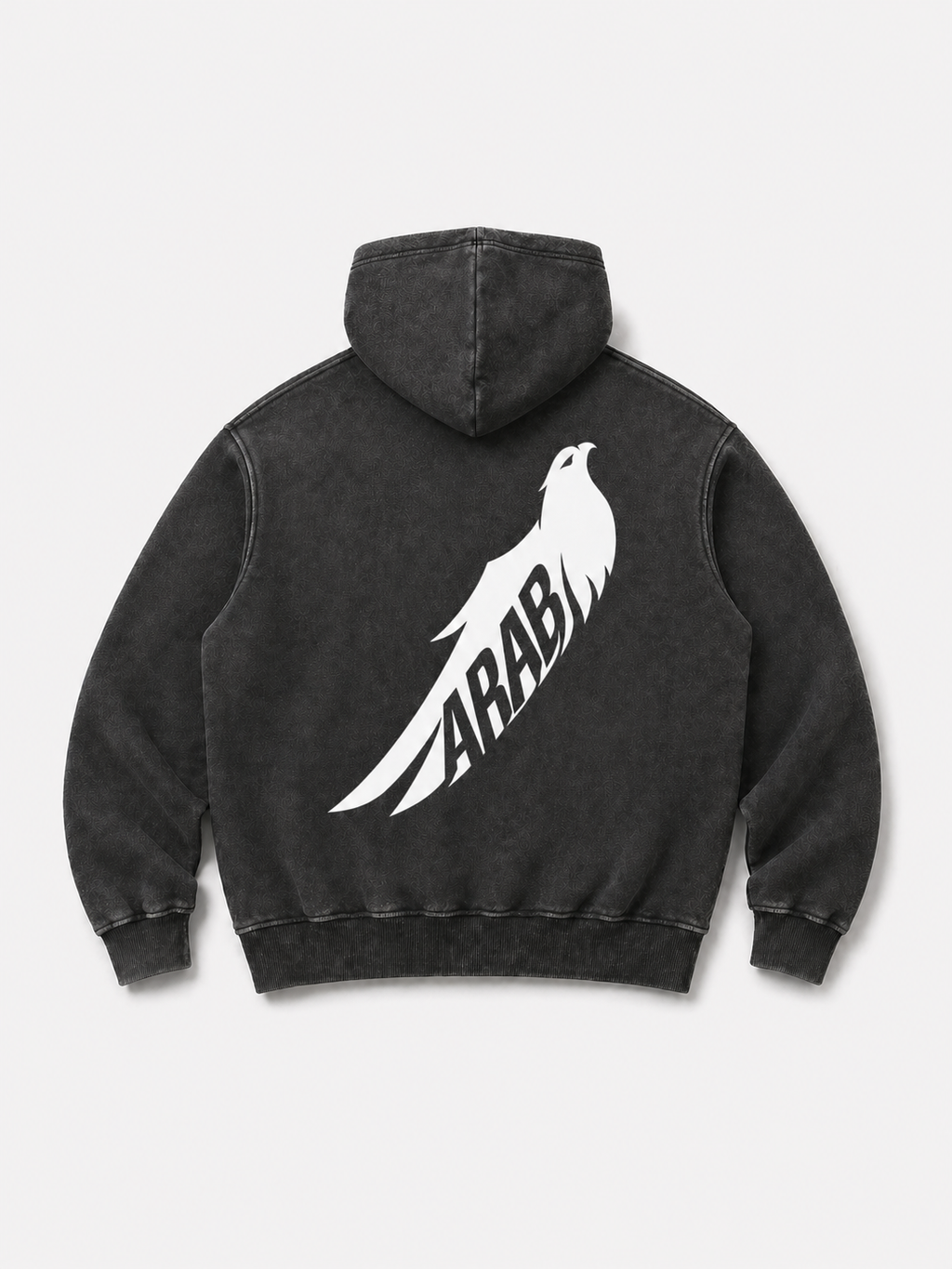 Arab Built — Falcon Snow Washed Oversized Fleece Hoodie V1