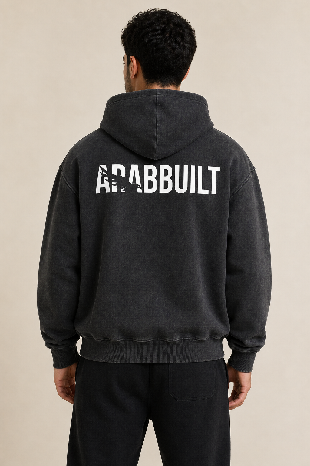 Arab Built — Falcon Snow Washed Oversized Fleece Hoodie V2
