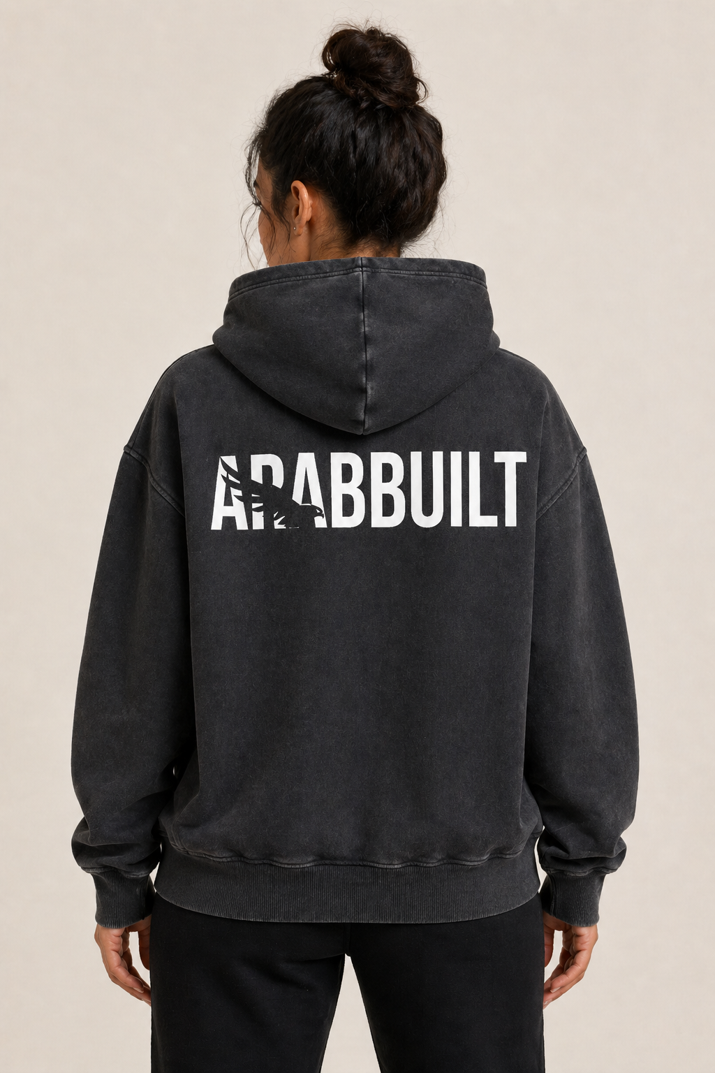 Arab Built — Falcon Snow Washed Oversized Fleece Hoodie V2