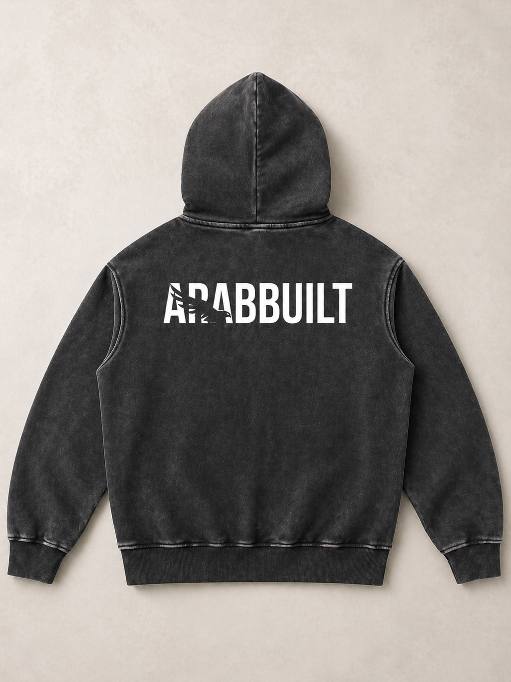 Arab Built — Falcon Snow Washed Oversized Fleece Hoodie V2